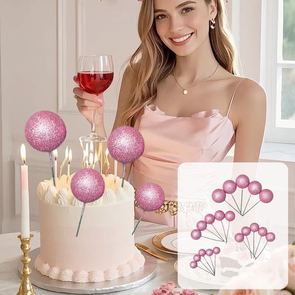 Homekingdee 20 Pcs Colorful Glitter Foam Balls Cake Decorations - Assorted Sizes (0.79in to 1.57in) for Birthday Cakes, Baking, and Party Supplies