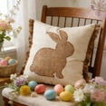 thumbnail image 1 of Homekingdee Bunny Embroidered Polyester Cushion Cover - Beige 17.7x17.7in or 19.6x11.8in Decorative Pillow Case for Home and Holiday Decoration, 1 of 6