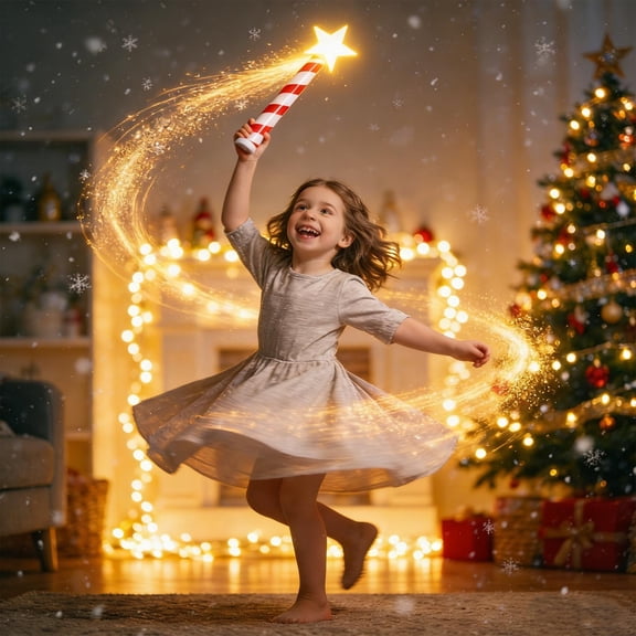 Homekingdee Christmas Wand Tree Light Controller - Red White Striped Star Glowing Christmas Decoration with Touch Control for Christmas Tree Holiday Home Party Decor