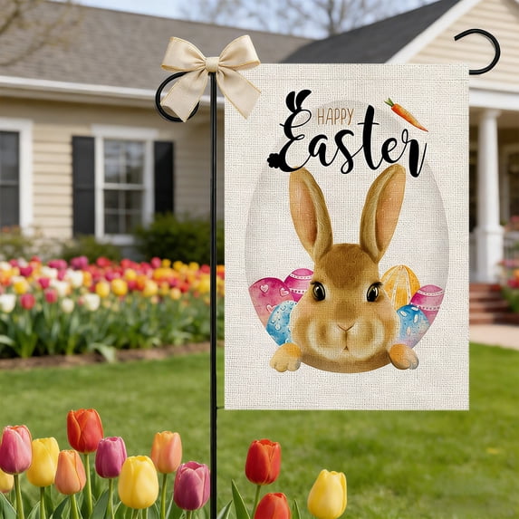 Homekingdee Easter Garden Flag Floral Mason Jar 12x18 Inch Double Sided for Outside Small Burlap Holiday Welcome Yard Flag