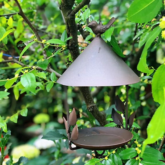 Homekingdee Handcrafted Circular Hanging Metal Bird Feeder for Garden Backyard Outdoor Decor