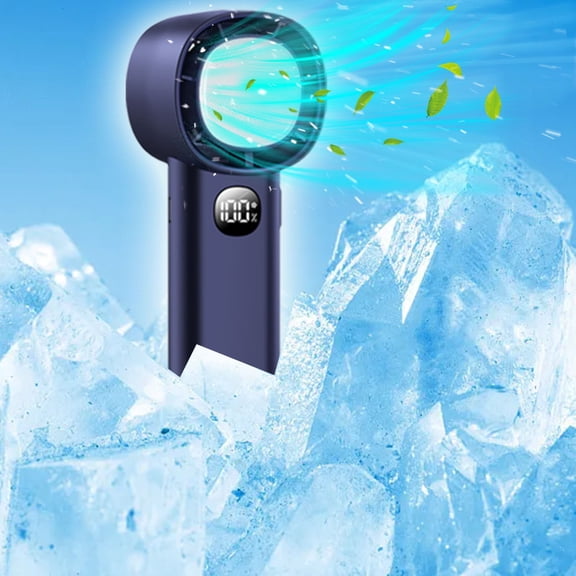 Homekingdee Handheld Rechargeable Fan with 120 Speed Levels - Strong Wind Mini USB Desk Fan with LED Display and Hanging Rope for Office Travel Outdoor Use