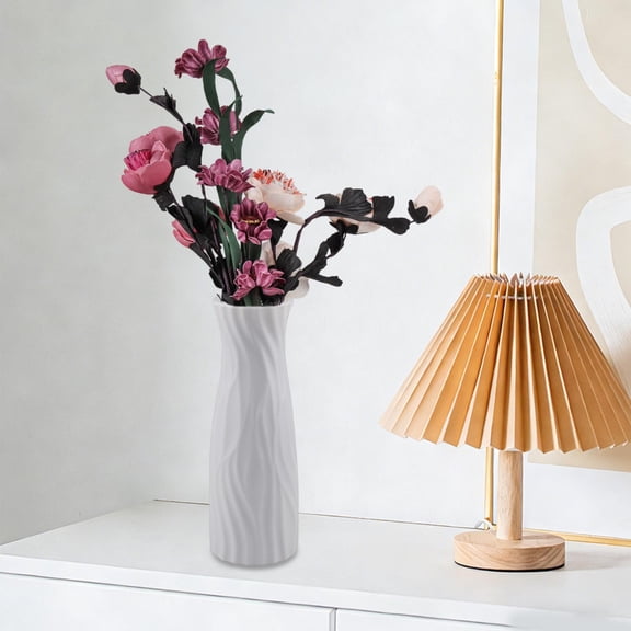 Homekingdee Plastic Vase for Dry and Wet Flower Arrangement - Imitation Rattan Woven Decorative Container with Geometric Cutout for Home Office Hotel Balcony Decor