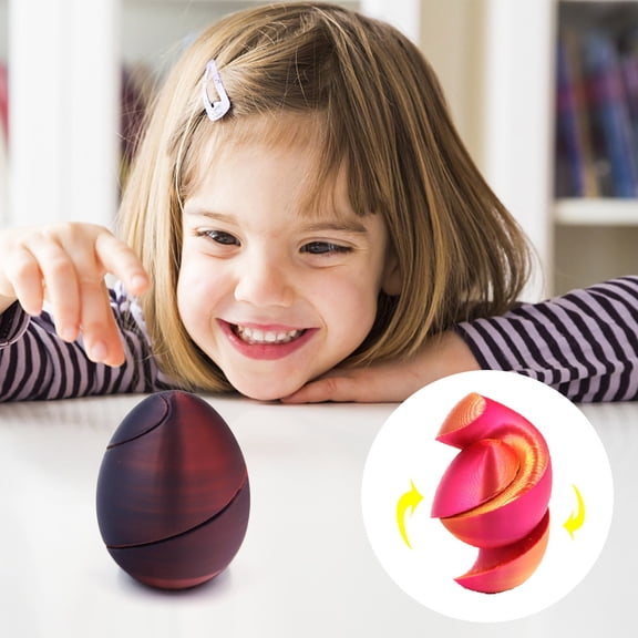 Homekingdee Printed Easter Egg Toy - Rotatable and Disassemblable Plastic Easter Eggs 2 Inch for Easter Decorations Home Party Supplies