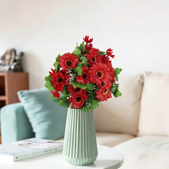 Homekingdee Snowflake Sunflower Artificial Flower Bouquet - Realistic Faux Flowers for Living Room Home Office Decoration