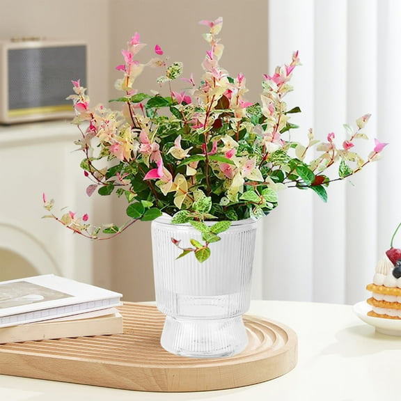 Homekingdee Transparent Hydroponic Vase - Self Watering Flower Pot with Water Conduction Rope for Indoor Plants, Lucky Bamboo, Roses, Home Decoration