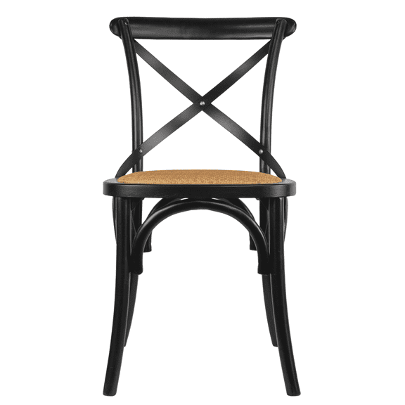 2xhome Black Mid Century Farmhouse Cross Back Chair With X Back Assembled Solid Real Wooden Frame Antique Style Dining Chair Side Armless Accent Chair Woven Kitchen Task Work Desk, Set of 1, 1 piece