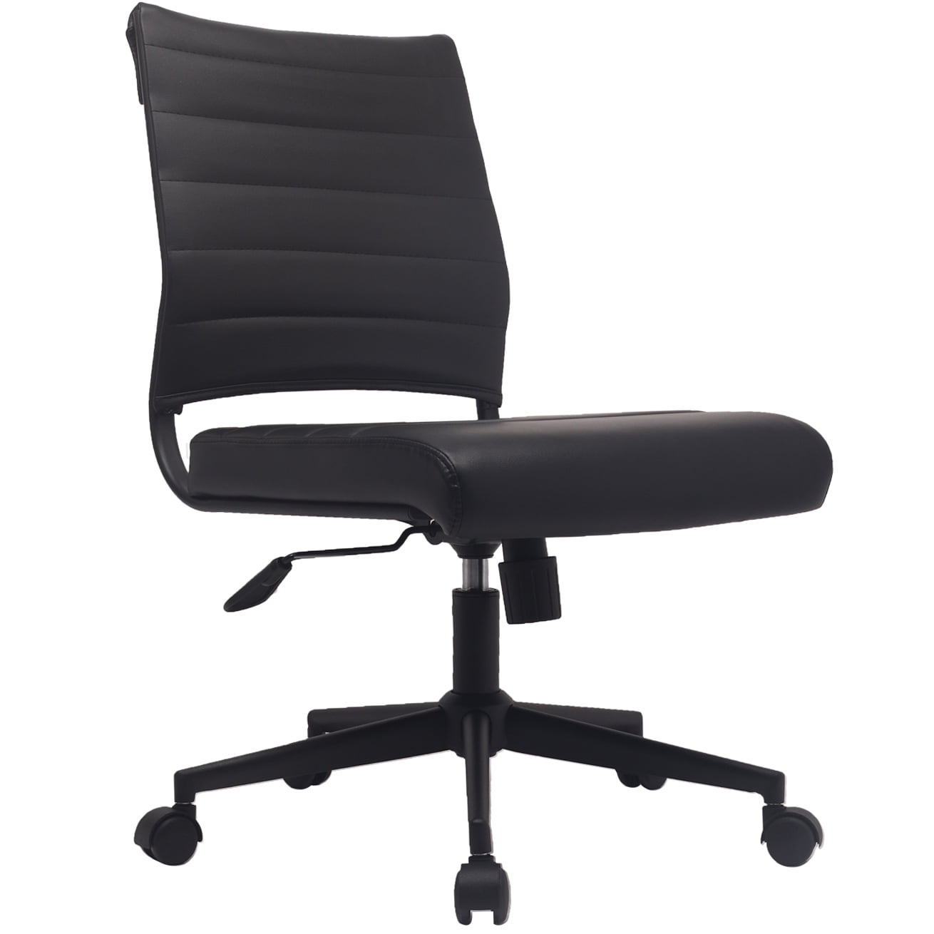 Homelala Black Modern Ergonomic Executive Mid Back PU Leather No