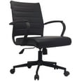 thumbnail image 1 of Homelala Black Modern Mid Back Ribbed PU Leather Swivel Tilt Adjustable Chair Designer Executive Manager Office Chair Conference Room Ergonomic Computer With Arms on Black Base, Set of 1, 1 piece, 1 of 14