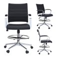 thumbnail image 1 of Homelala Black Office Drafting Chair Ribbed Padded Open Mid Back With Wheels and Arms For Home Office Conference Room Tilt Ribbed Adjustable Height Swivel and Foot Rest, Set of 1, 1 piece, 1 of 12
