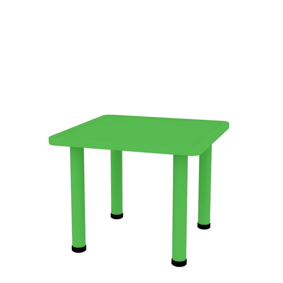 2xhome - Kids Table Height Adjustable 18.25 inches to 19.25 inchess - Square Shaped Plastic Activity Table with Metal Legs for Preschool School Learn Play 24” x 24” - Green