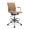 thumbnail image 1 of 2xhome Office Drafting Chair Ribbed Mid Back With Wheels And Arms For Home Office Conference Room Tilt Ribbed Adjustable Height Chrome Swivel with Chrome Foot Rest Tan, Set of 1, 1 piece, 1 of 12