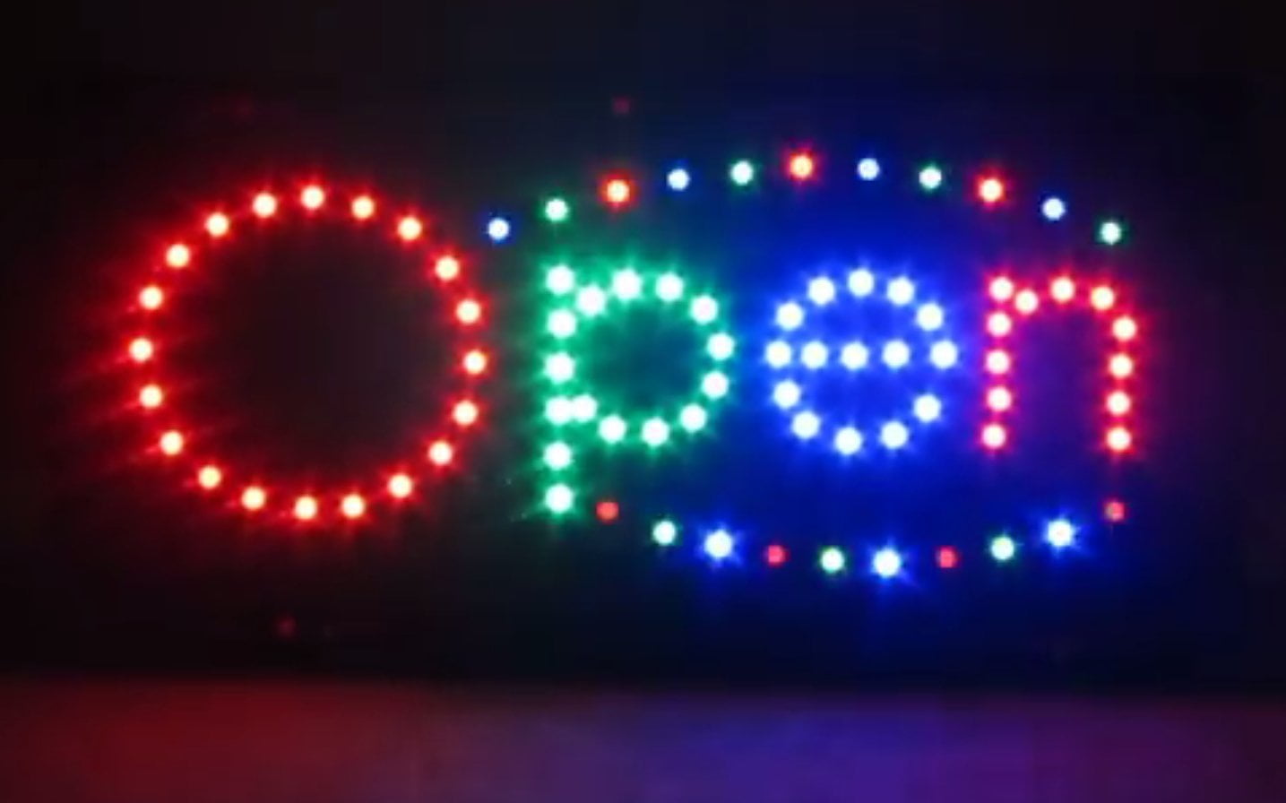 Homelala - Open Circle Sign - Large Letters - High Visible Bright Colors Led Flashing Animated Neon Sign Motion Light Chain 19x10