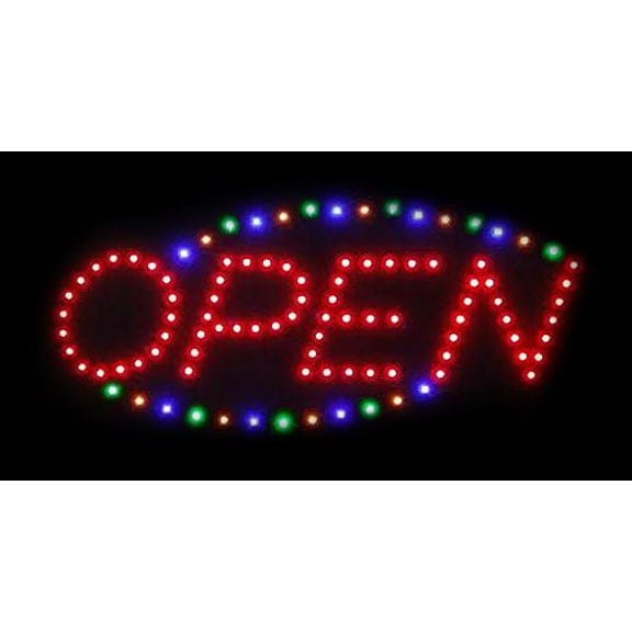 Homelala - Open RGB Sign - Large Letters High Visible Bright Colors Led Animated Flashing Sign Motion Light Chain 19x10