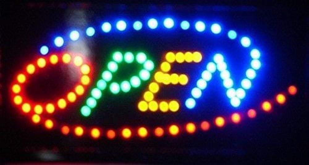 2xhome LED Open Sign  High Visibility, Multi-Color, Animated Neon Light with Motion Effects, On/Off Switch, Chain for Business Displays (19" x 10")