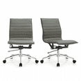 thumbnail image 1 of Homelala Set of 2 Black Contemporary Modern Ergonomic Mid back PU Leather No Arms Rest Tilt Adjustable Height With Wheels Lumbar Support Swivel Office Chair, 1 of 14