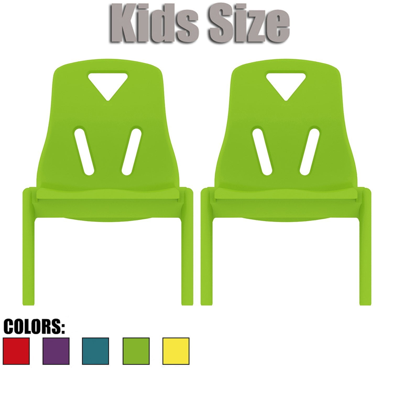 Homelala Set of Two (2) Green Kids Size Plastic Side Chair 10
