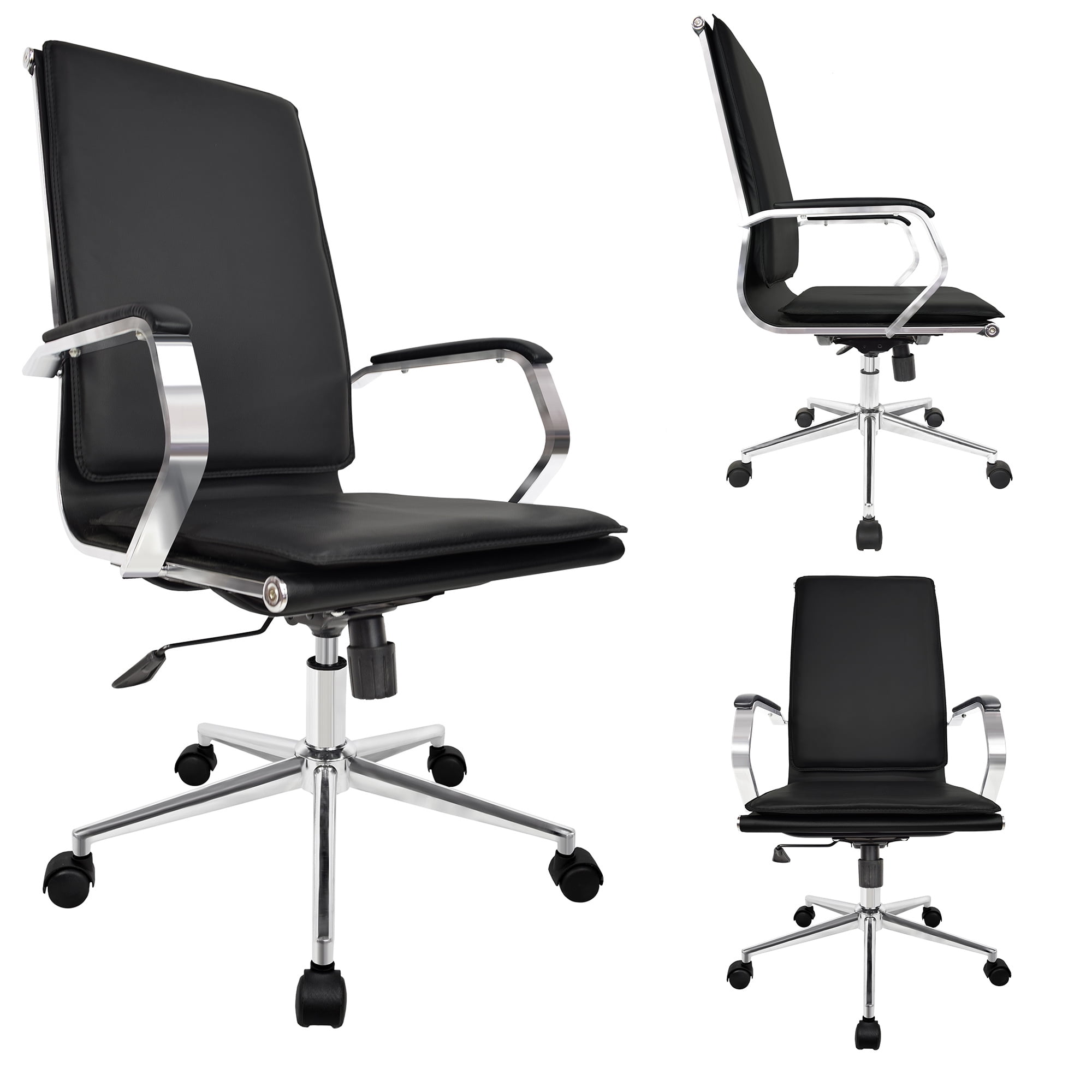 Homelala Tall PU Leather Executive Office Chair Solid Back with Wheels
