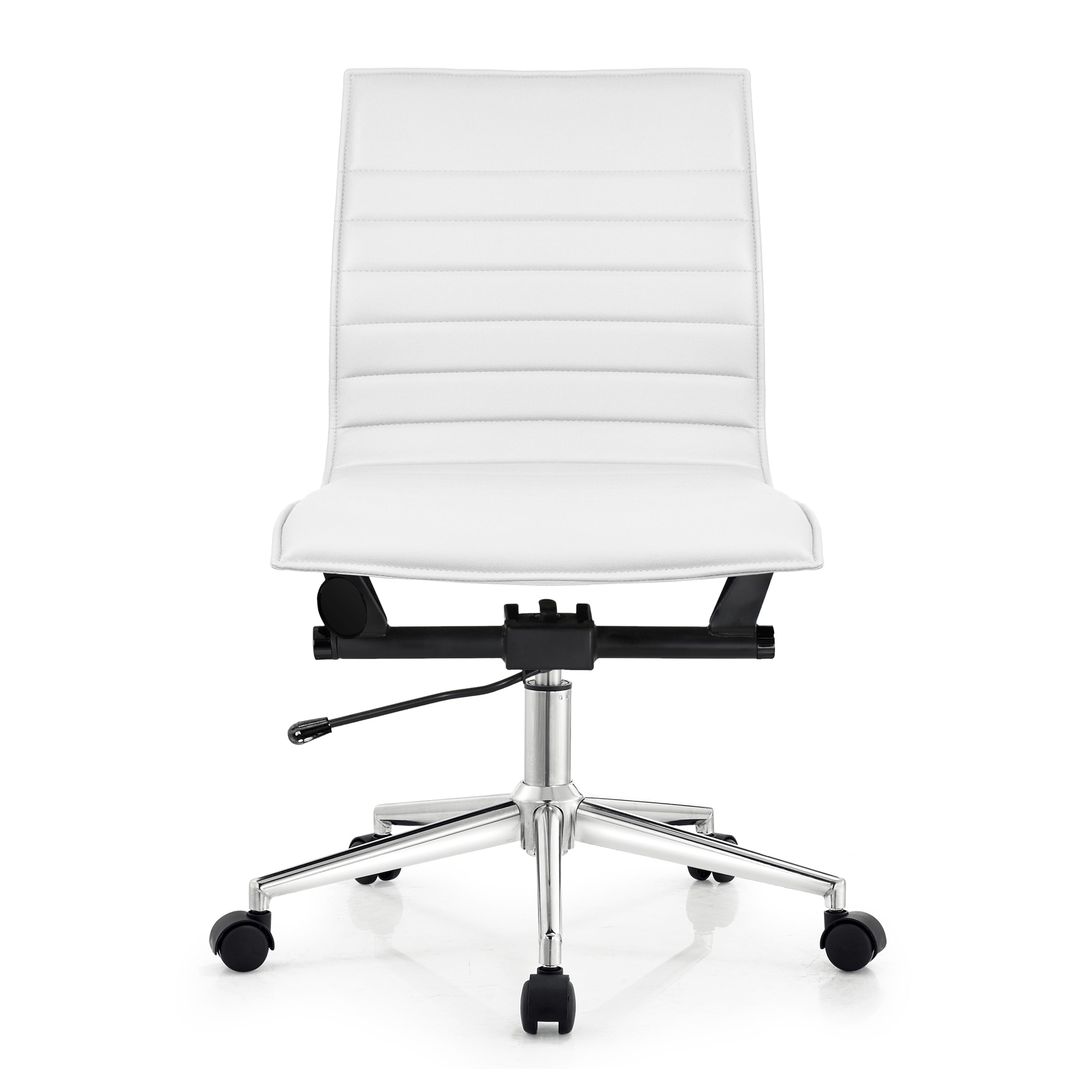 2xhome - Mid Back Height Modern Home Office Chair, Ribbed PU 2xhome - Mid Back Height Modern Home Office Chair, Ribbed PU