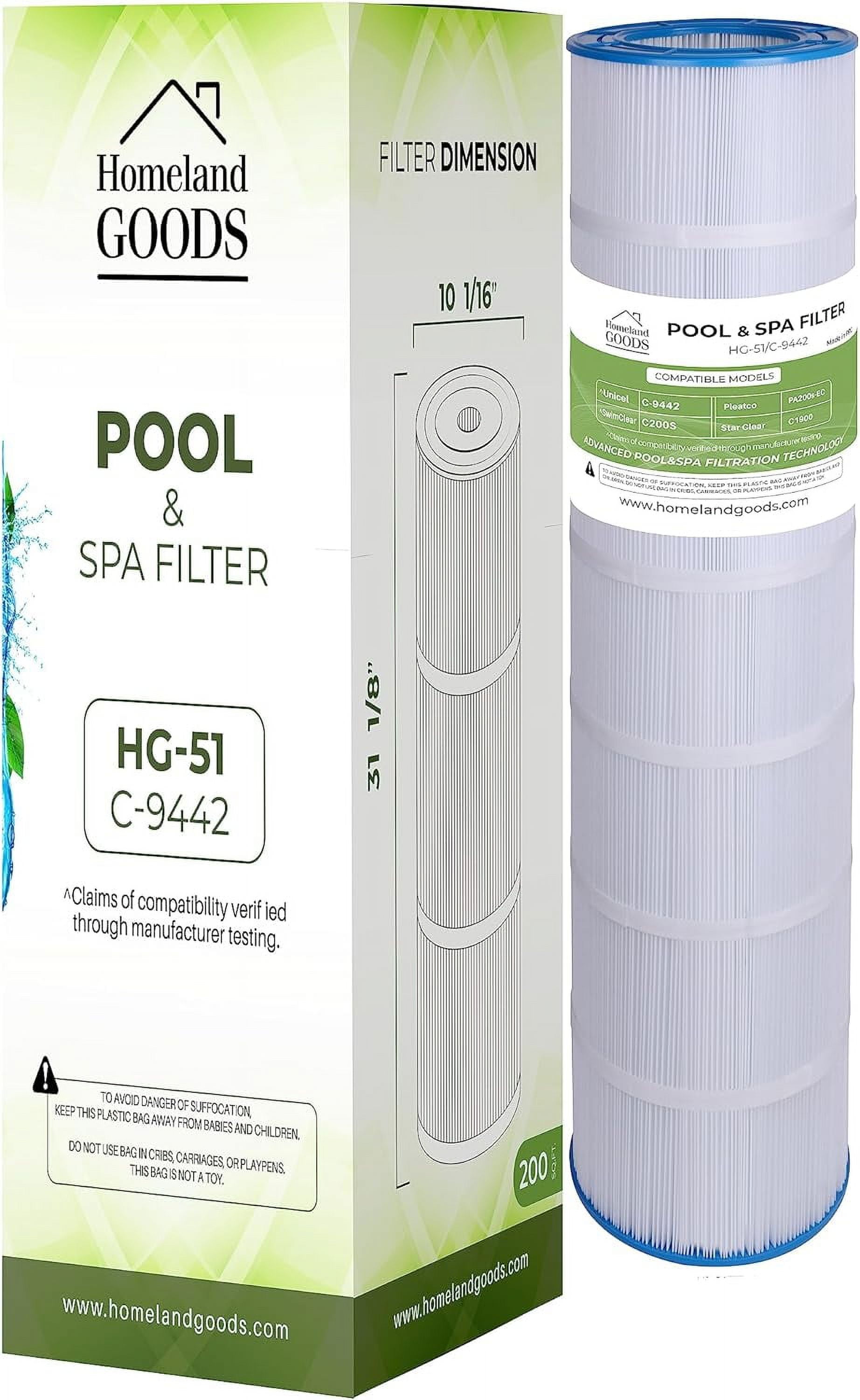Homeland Goods PLFPA200S Pool Filter Replaces C200S, SwimClear C200S, CX200XRE, Ultral-D5, PA200S, Unicel C-9442, 200 sq.ft (1 Pack)