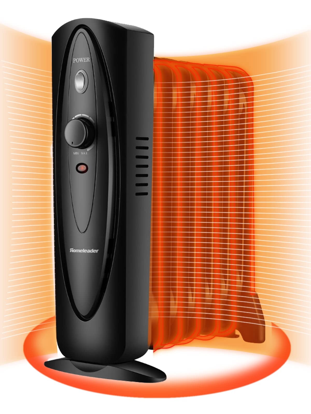 Homeleader Mini Oil Filled Heater, Portable Space Radiant Heater with Adjustable Thermostat, Electric Personal Heater with Overheat Safety, for Home and Office, 700W, Black