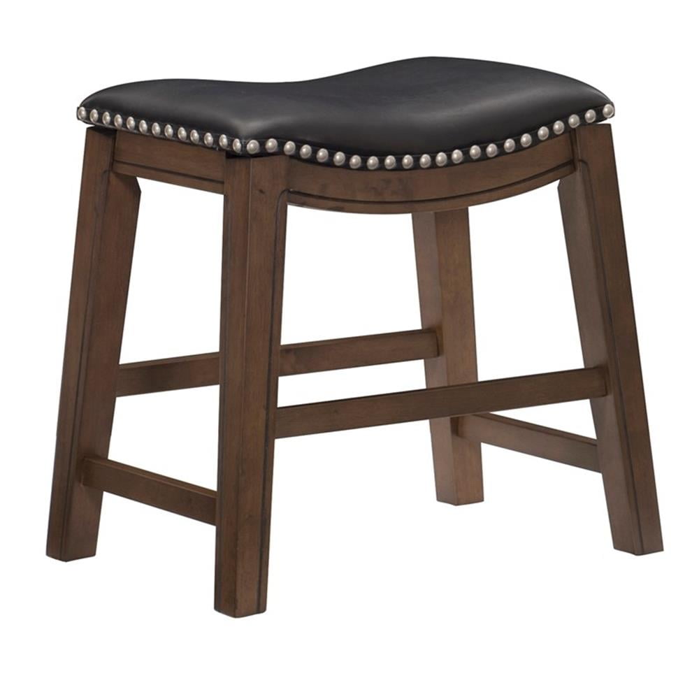 Contemporary Black Leather Saddle Counter Stool 20"
