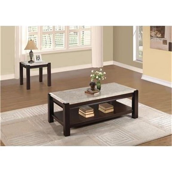 Homelegance 5466-04 Festus Collection End Table with Marble Top, Cherry - 24 x 22 x 24 in.