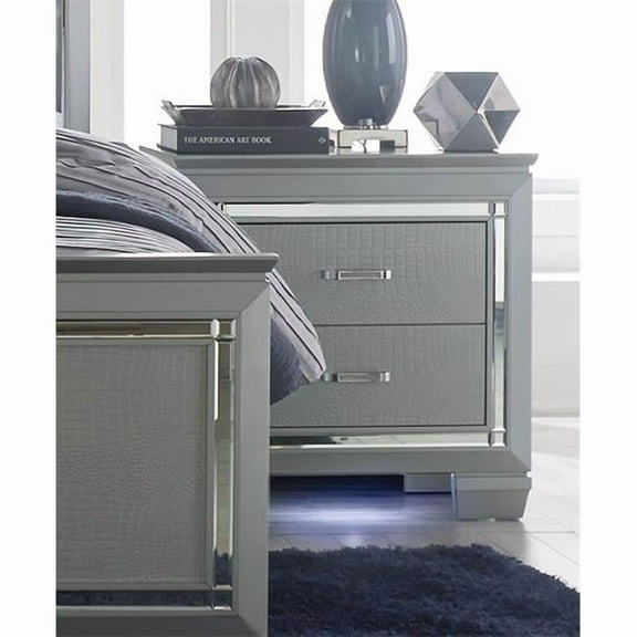 Homelegance  Allura Collection Night Stand LED Lighting, Silver - 28 x 17 x 28 in.