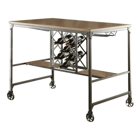 Homelegance Angstrom Counter Height Table w/Wine Rack in Light Oak