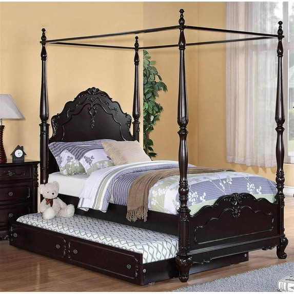 Homelegance Cinderella Canopy Poster Bed in Cherry - (Full without Trundle)