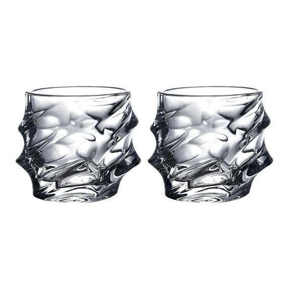 Homelife 1/2/4Pcs Glass Whiskey Glasses Heavy Thick Bottom Bar Bourbon Glasses Faux Crystal Whisky Twisted Glass Tumblers Poker Night Drinkware