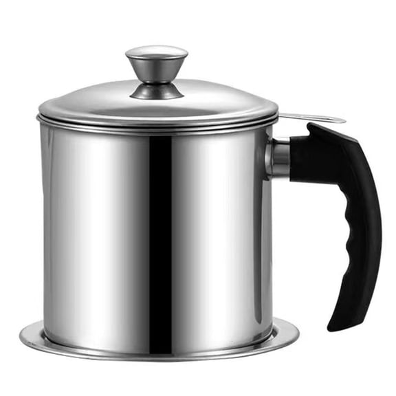 Homelife 1.4/1.9 L Stainless Steel Bacon Grease Saver Container with Fine Mesh Strainer Non-slip Bottom And Airtight Lid Cooking Oil Keeper Pot for Kitchen