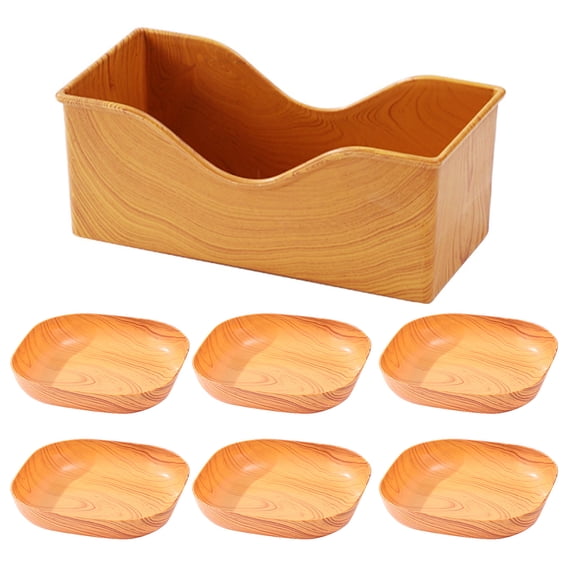 Homelife 1 Set Fruit Plates Food Bone Tray Smooth Surface Cake Storage Trays Square Shape Clear Texture Store Dessert Table Decor Lightweight Cake Snacks Serving Trays Household Supplies