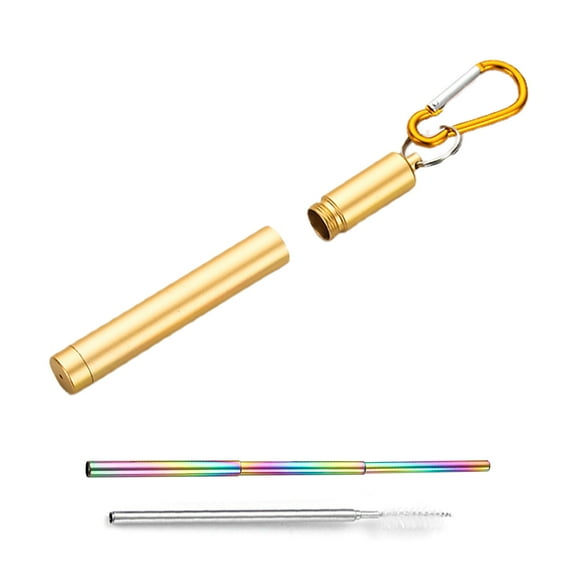 Homelife 1 Set Telescopic Portable Drinking Straw Stainless Steel Comfortable Grip Collapsible Colorful Drinking Straw for Kitchen