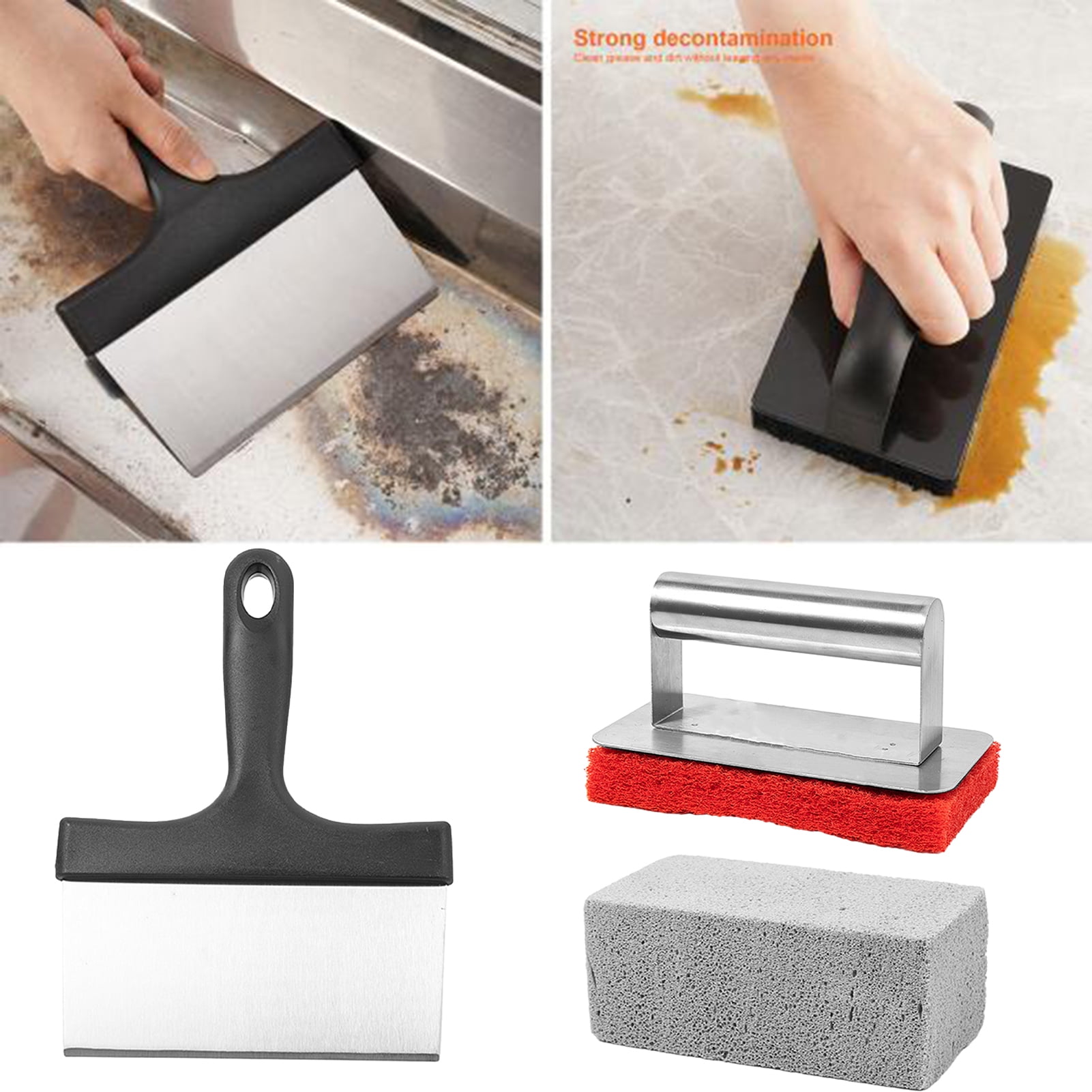 Homelife 11Pcs Griddle Cleaning Kit Professional Grill Cleaner Tool Set with 2 Handles 1 Scraper 3 Stones And 5 Brushes Heat-Resistant Deep Cleaning Grill Accessories for Blackstone