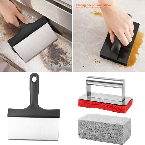 Homelife 11Pcs Griddle Cleaning Kit Professional Grill Cleaner Tool Set with 2 Handles 1 Scraper 3 Stones And 5 Brushes Heat-Resistant Deep Cleaning Grill Accessories for Blackstone