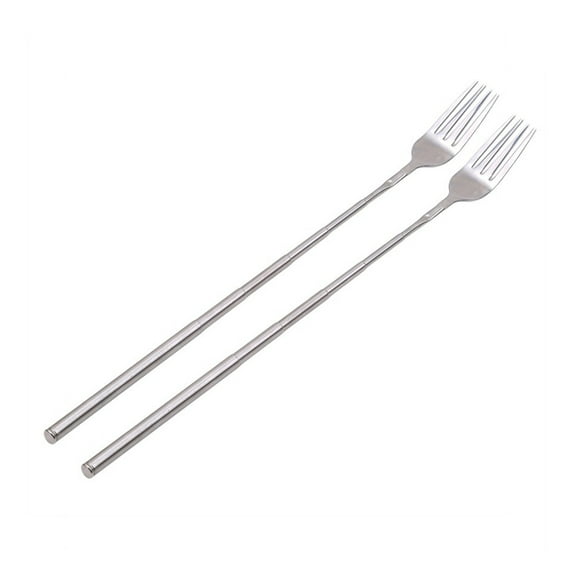 Homelife 2Pcs Extendable Fork Set Stainless Steel Telescopic Fork Adjustable Extending Fork 8.7 to 25.6 Inch Retractable Long Handle Dinner Fork for BBQ Fruit