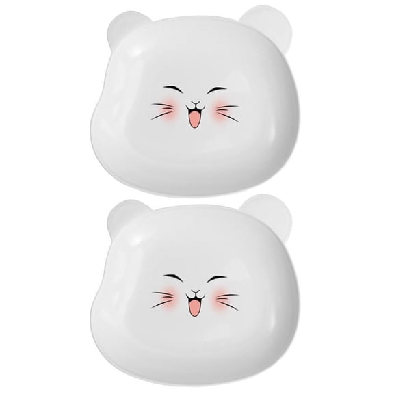 Homelife 2Pcs Snack Plate Easy to Clean Plastic Cartoon Bear Shape Sauce Dish Plates Dinnerware Kitchen Gadget