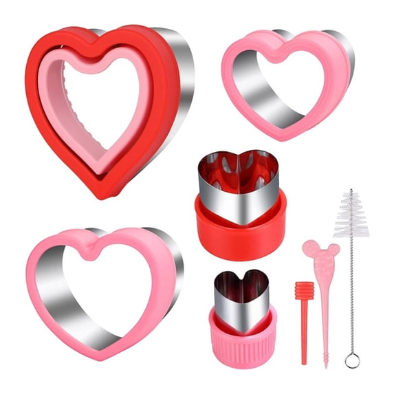 Homelife 3/5/7/8Pcs Heart Cookie Cutter Valentine's Day Love Heart Shape Biscuit Cutters Stainless Steel Baking Cutter Mold for Cookies Sandwiches Biscuits