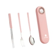 Homelife 3Pcs/Set Stainless Steel Spoon Fork Chopsticks with Storage Box Food Grade Dishwasher Safe Travel Picnic Kitchen Utensil Cutlery Flatware Kit