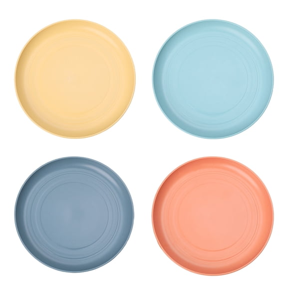 Homelife 4 Pcs Lightweight Unbreakable Plates Reusable Dishwasher Microwave Safe Dinner Plates Colorful Everyday Square Round Plates for Kitchen Camping