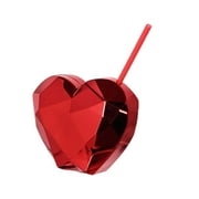 Homelife 600ml Heart Shape Straw Cup Electroplating Cocktail Glass Flash Disco Ball Cup with Straw Drinkware Party Bar Decor