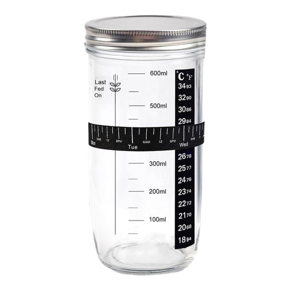 Homelife 750ML Sourdough Starter Glass Jar with Lid Precise Scale Food Grade Large Capacity Bread Fermentation Sealed Can Container Kitchen Baking Supplies