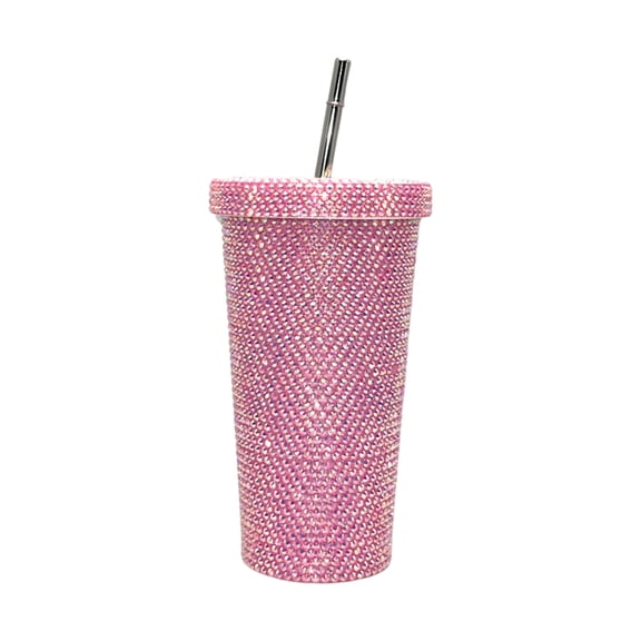 Homelife Bling Rhinestones Thermal Cup Stainless Steel Insulated Tumbler with Lid And Straw Sparkling Rhinestones Water Bottle Gift for Valentine's Day Birthdays