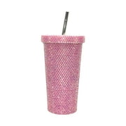 Homelife Bling Rhinestones Thermal Cup Stainless Steel Insulated Tumbler with Lid And Straw Sparkling Rhinestones Water Bottle Gift for Valentines Day Birthdays