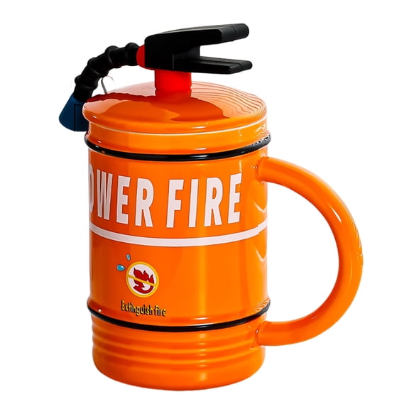 Homelife Ceramic Coffee Mug 450ml Funny Flame Extinguisher Cup with Lid Ice Chocolate Milk Beverage Mug Creative Gift for Men Women