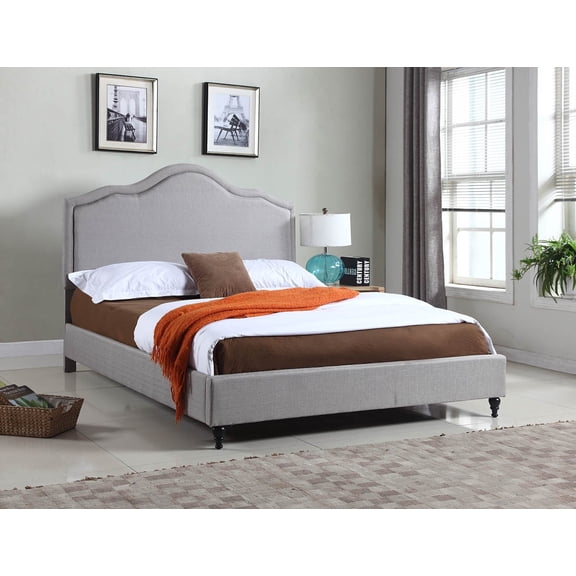 Homelife Classic Wood Platform Bed, Full, Light Grey