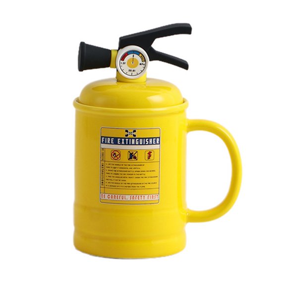 Homelife Coffee Cups Ceramic Tea Cup Flame Extinguisher Shaped Mug with Lid Spoon 400ml Hot Cold Drinks Milk Juice Beverage Mug Office Home Travel Gifts
