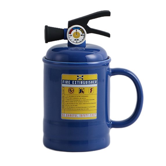 Homelife Coffee Cups Ceramic Tea Cup Flame Extinguisher Shaped Mug with Lid Spoon 400ml Hot Cold Drinks Milk Juice Beverage Mug Office Home Travel Gifts