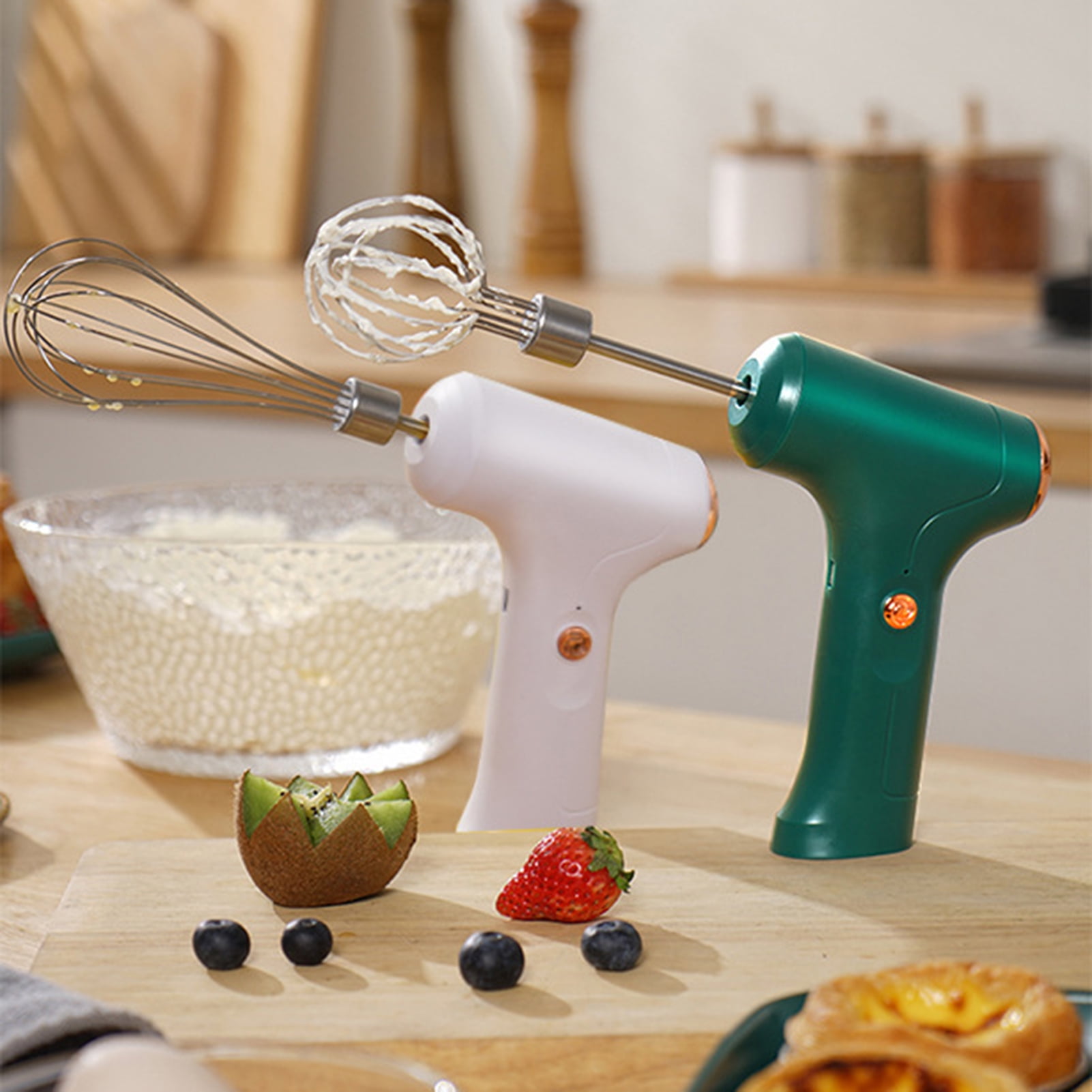 Homelife Cordless Electric Egg Beater with Double Mixing Head 3 Speeds Portable Handheld Whisk for Cake Bread Desserts Hand Mixer